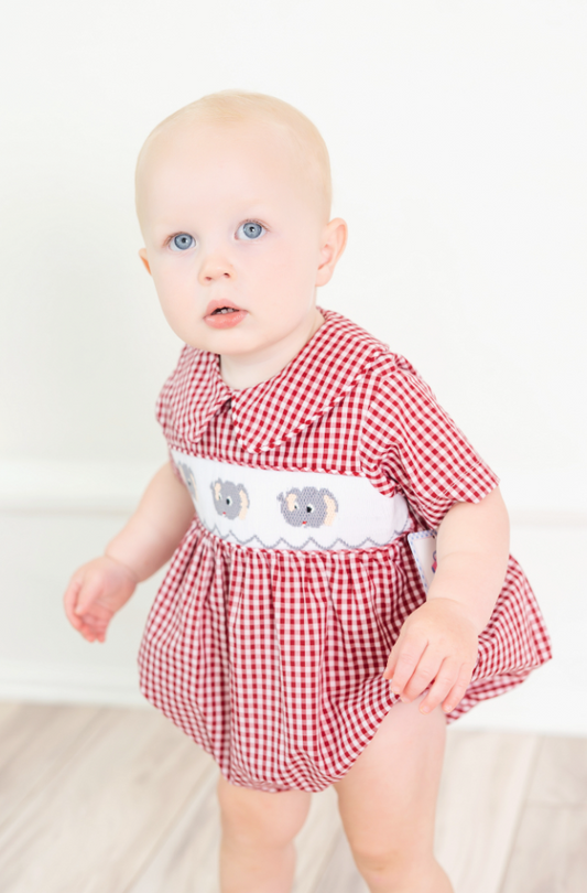 Elephant Smocked Boy Bubble