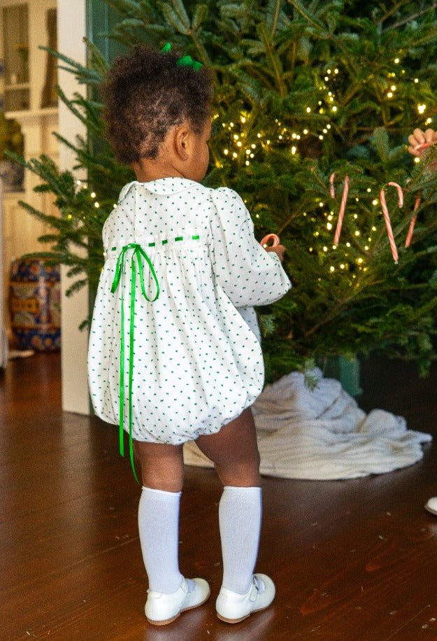 Mistletoe Green Swiss Dot Ribbon Bubble