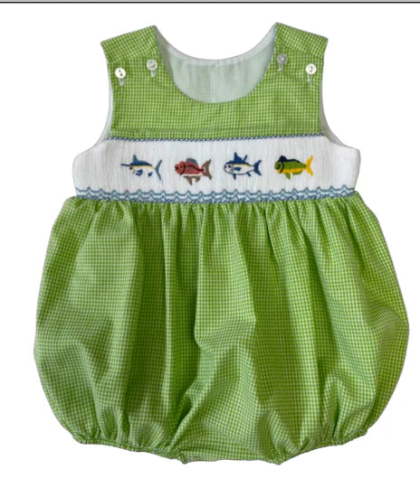 Ted Coastal Fish Smocked Bubble