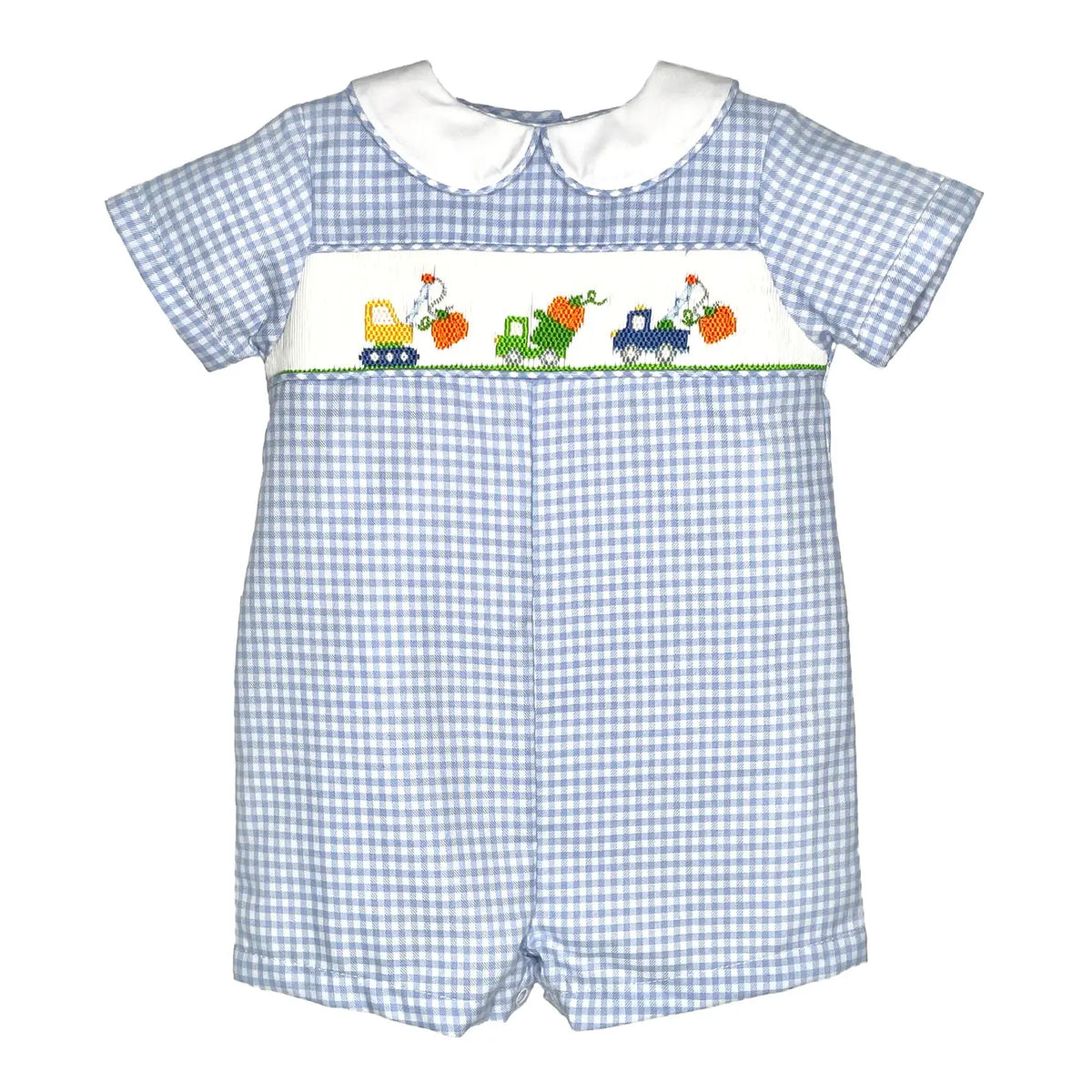 Smocked Construction Pumpkin Romper