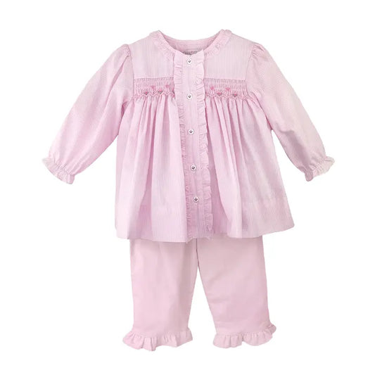 Pink Smocked Pants Set