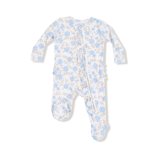 Baby Blue Floral Footie