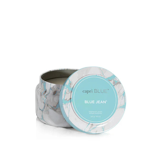 Blue Jean Modern Marble Travel Tin Candle