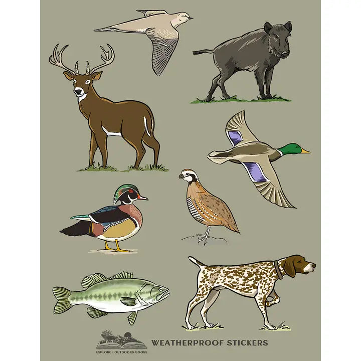 Green Hunting Weatherproof Sticker Sheet