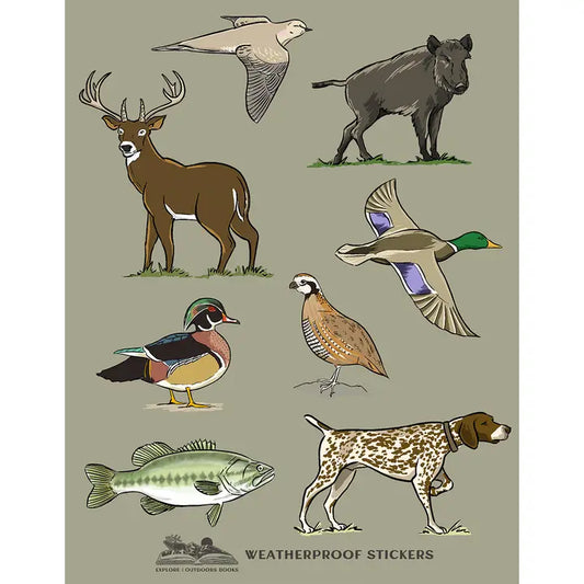 Green Hunting Weatherproof Sticker Sheet