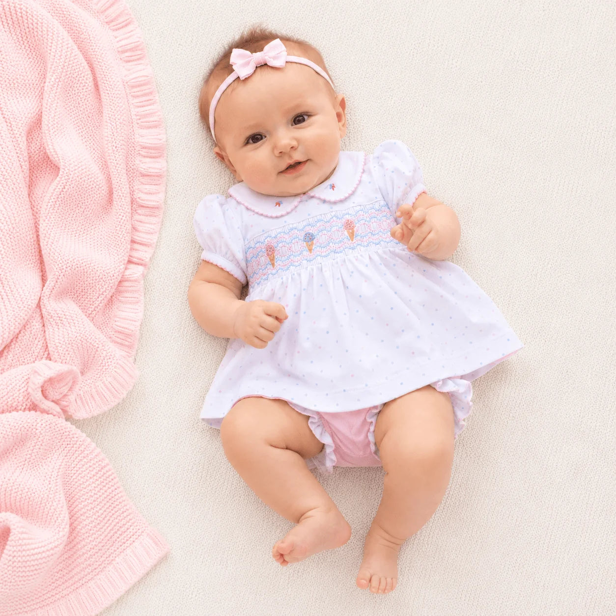 Ice Cream Smocked Diaper Set