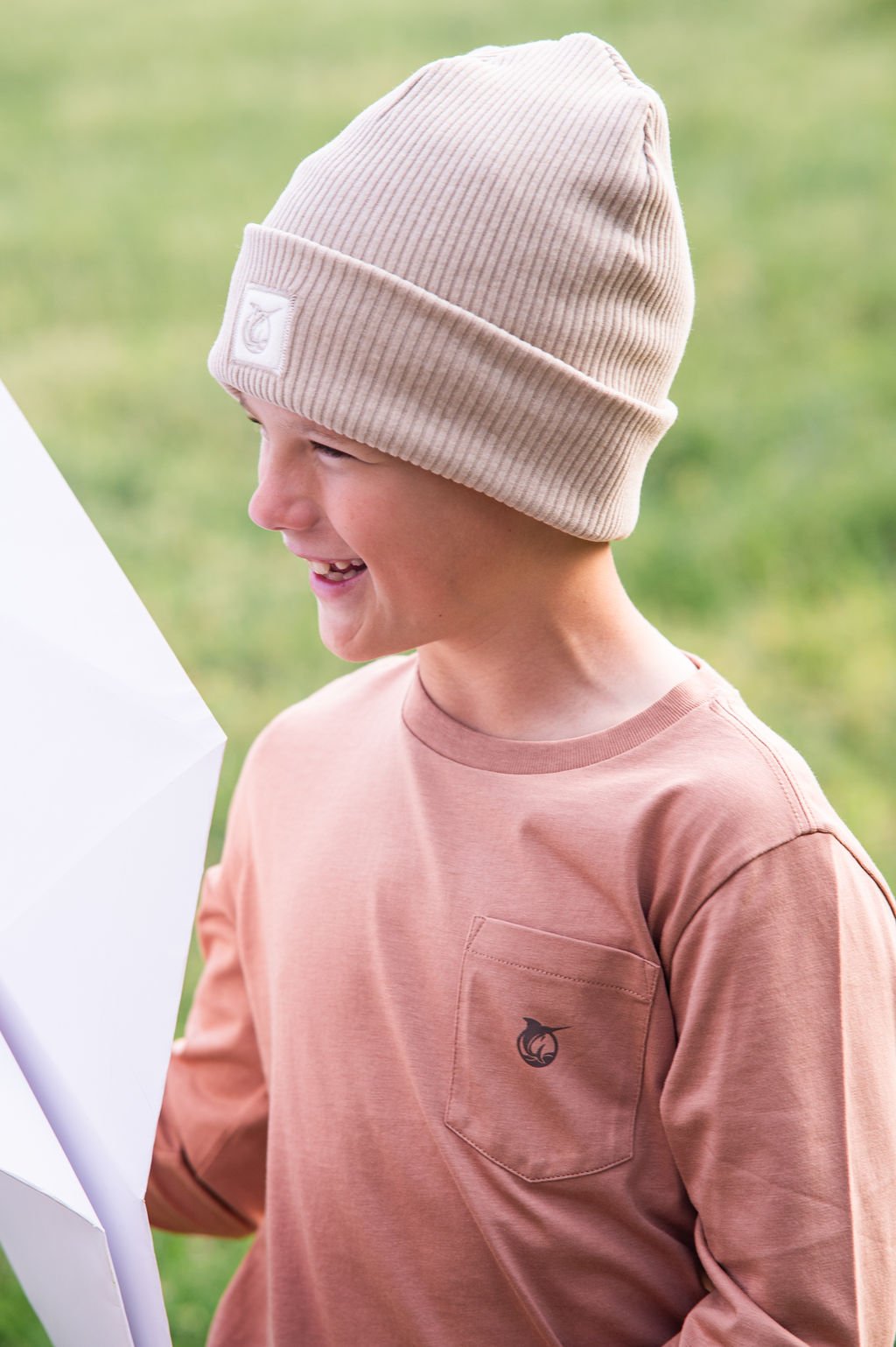Kids Heathered Knit Patch Beanie