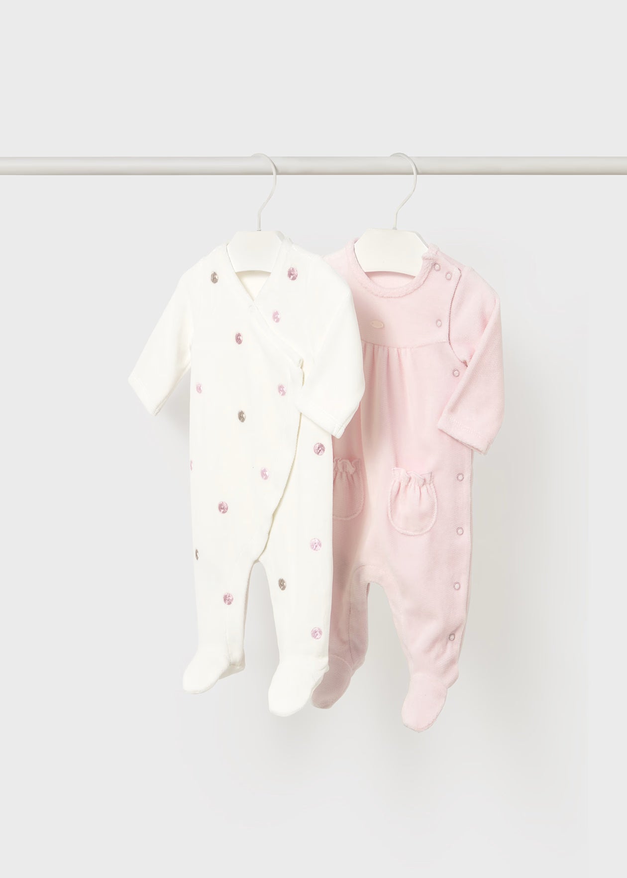White Doted Velour Onsie