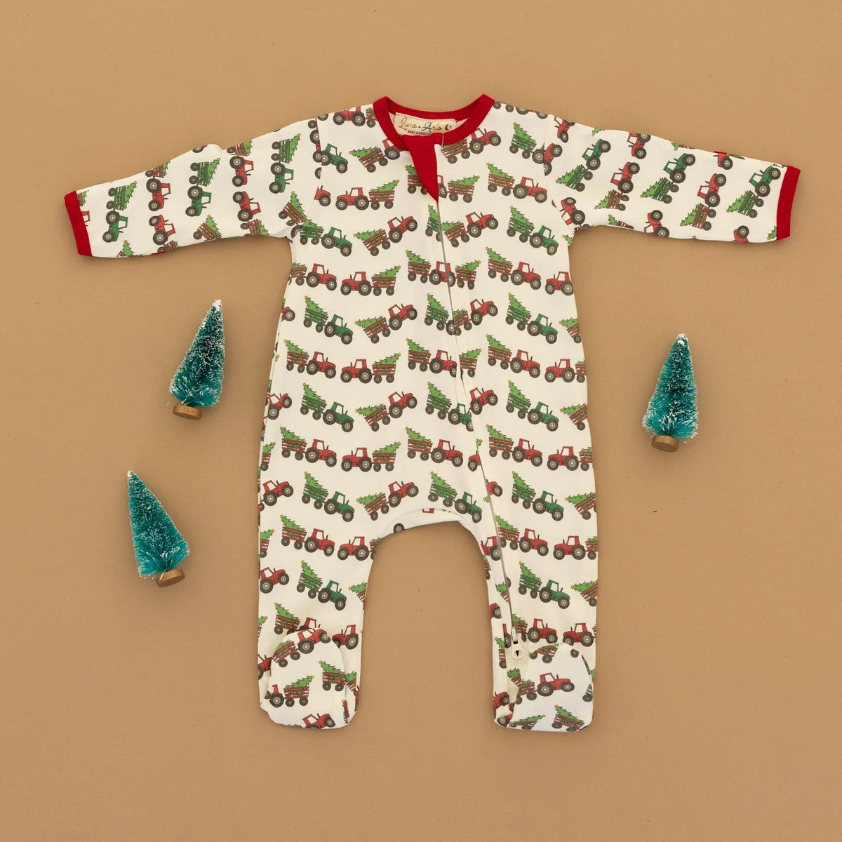 Santa's Tractor Zip Footie