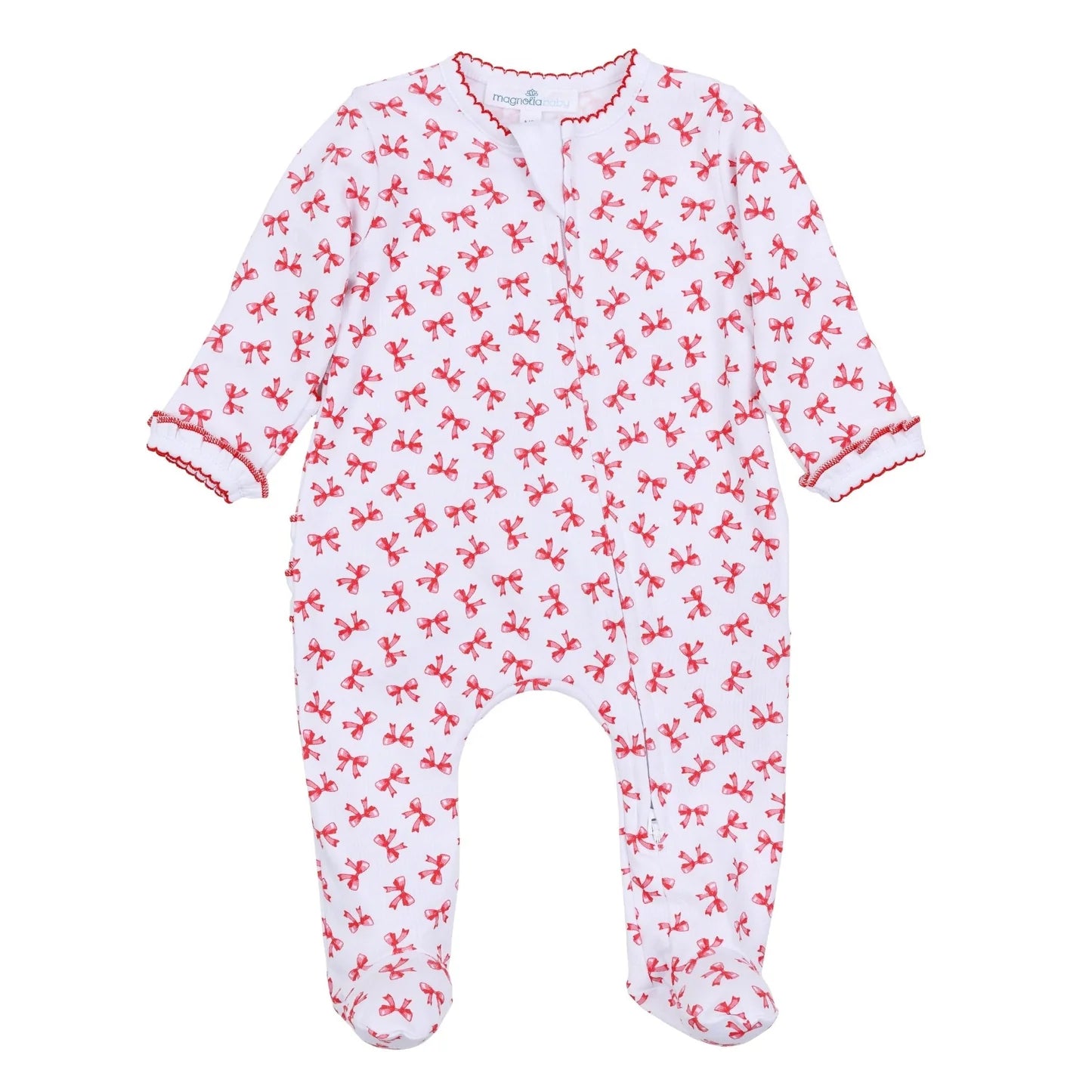 Scarlett Bows Print Zip Footie