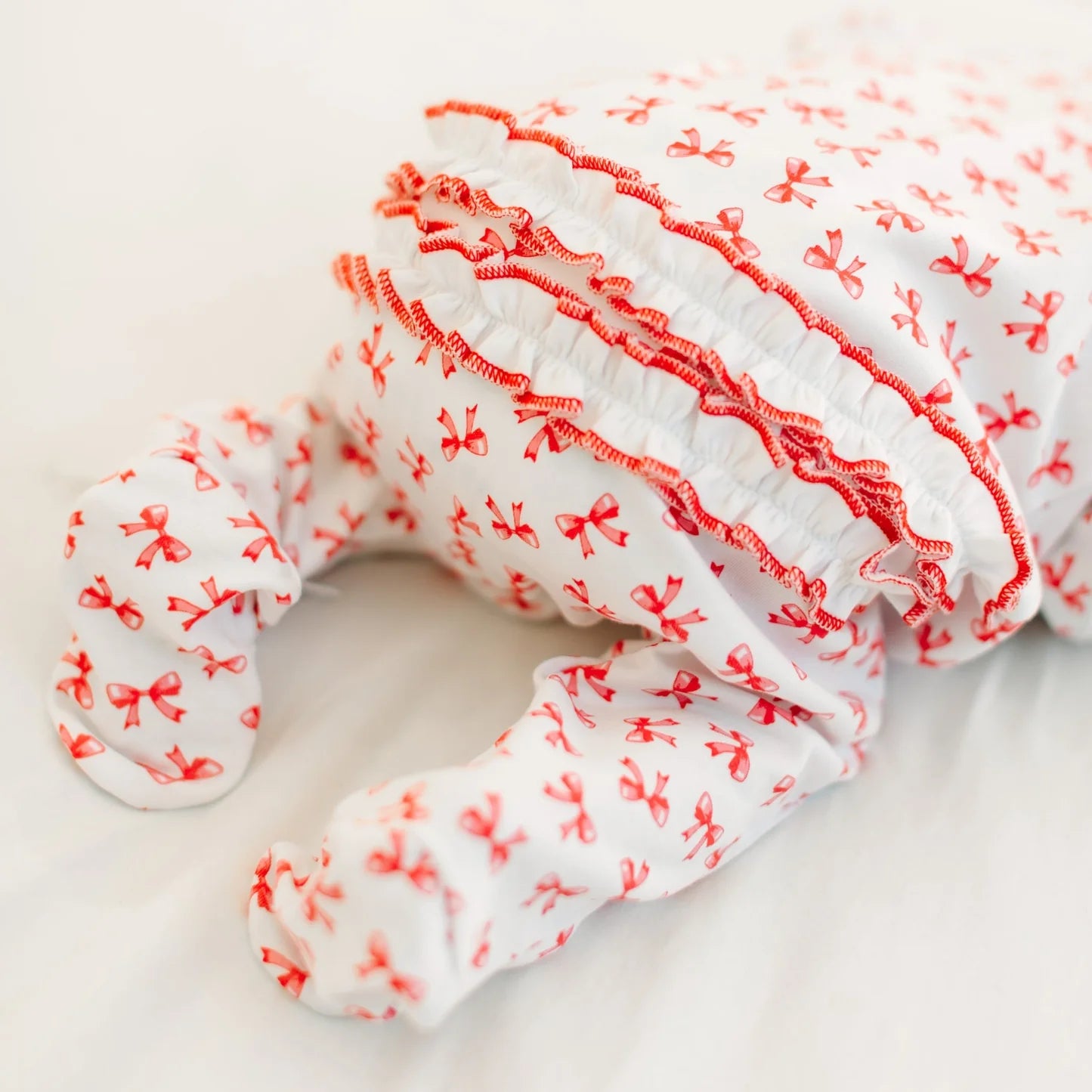 Scarlett Bows Print Zip Footie