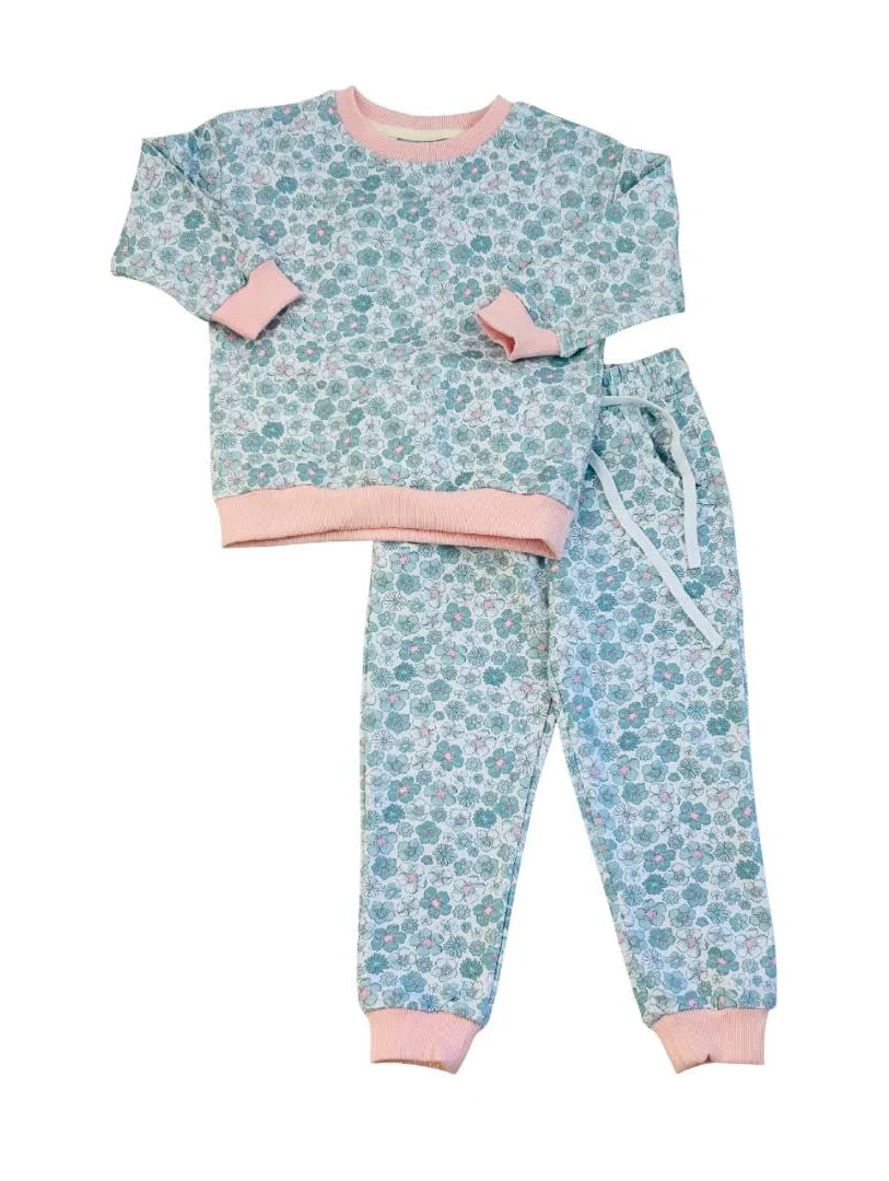 Ice Blue Floral Jogger Set
