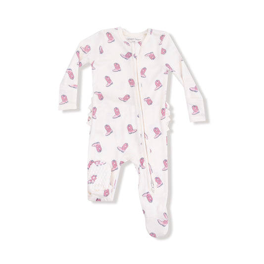 Cowgirl Boots Ruffle Footie