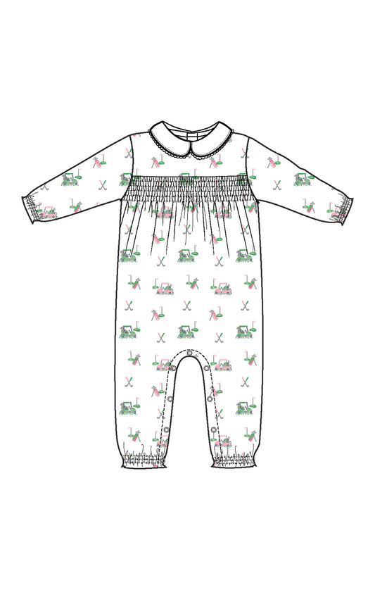 Golf Carts Smocked Romper