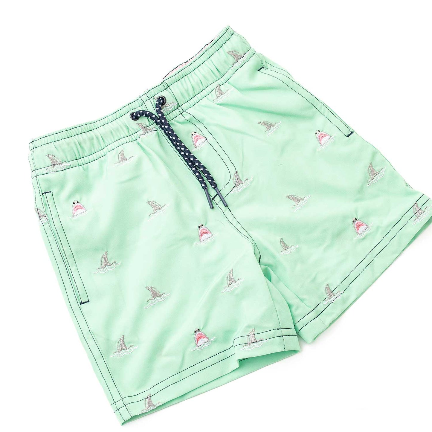 Mint Shark Boys Swim Trunks