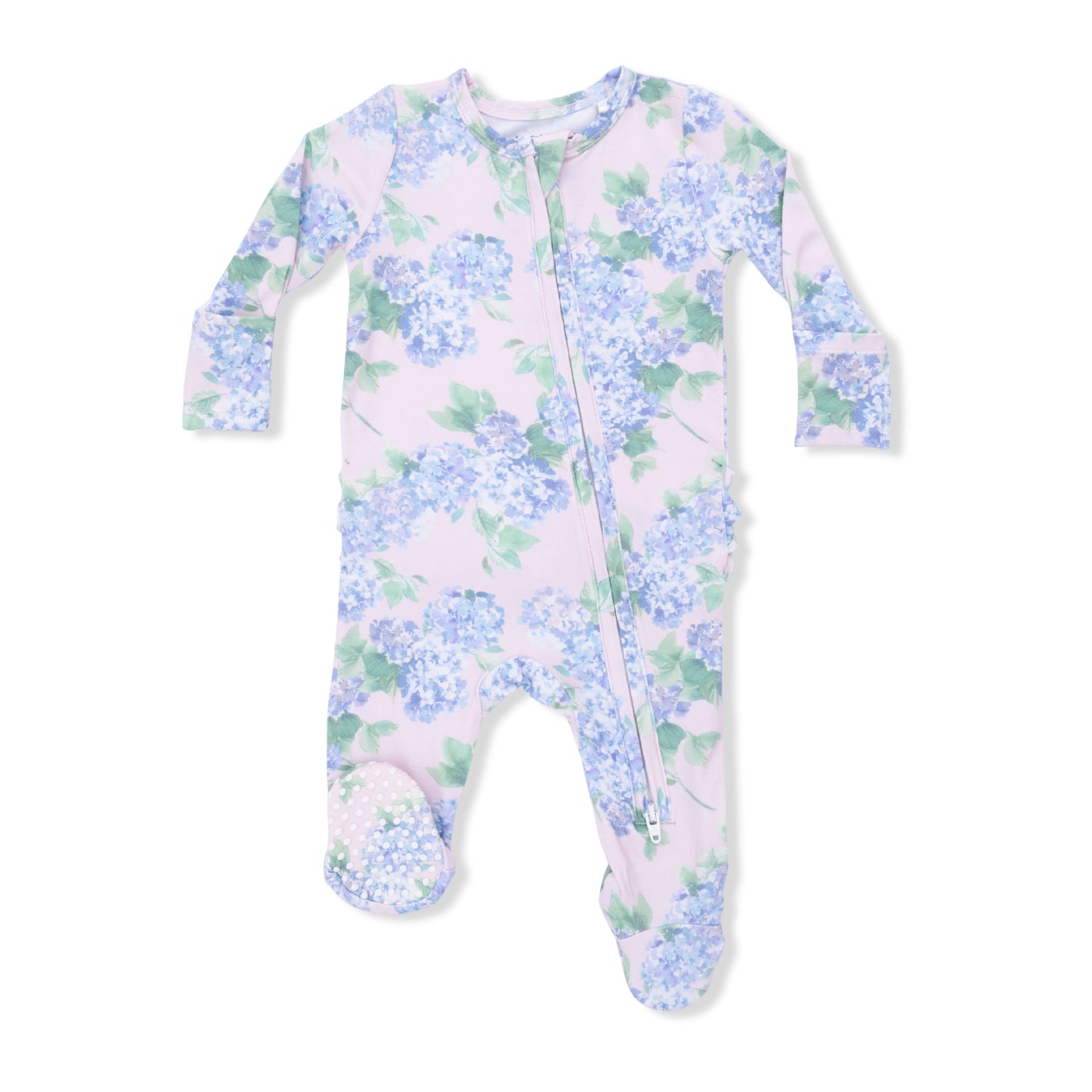 Hydrangeas Ruffle Zipper Footie