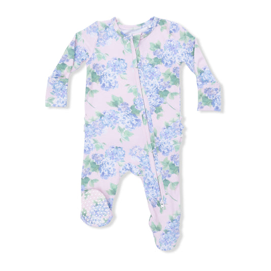 Hydrangeas Ruffle Zipper Footie