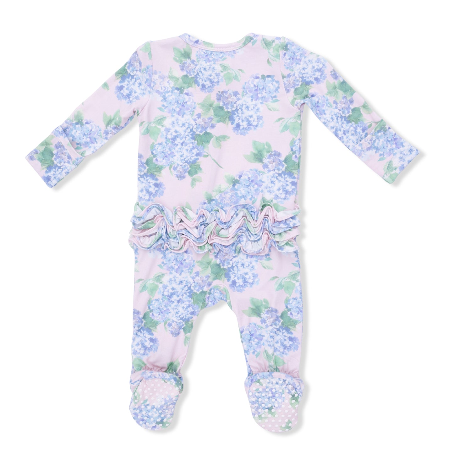 Hydrangeas Ruffle Zipper Footie