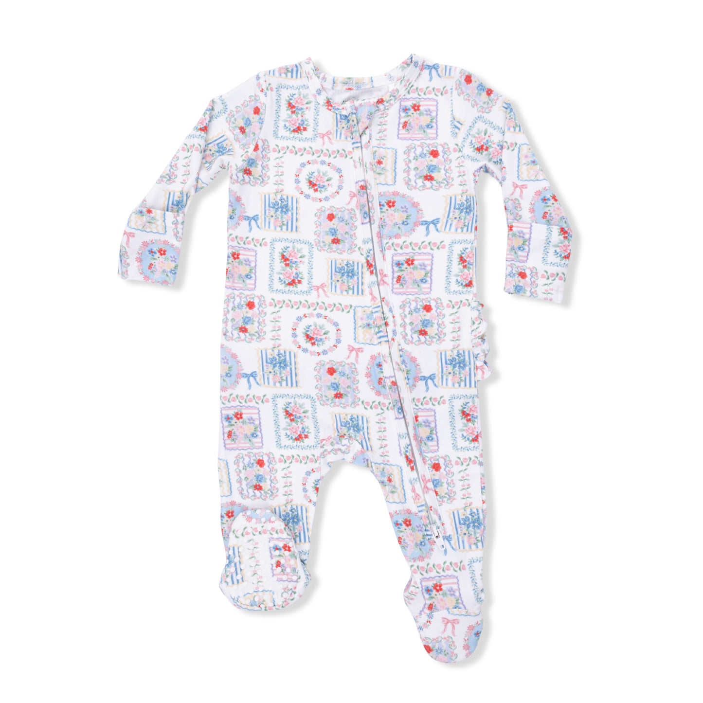 Julep's Floral Ruffle Back Zipper Footie