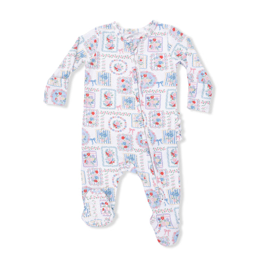 Julep's Floral Ruffle Back Zipper Footie