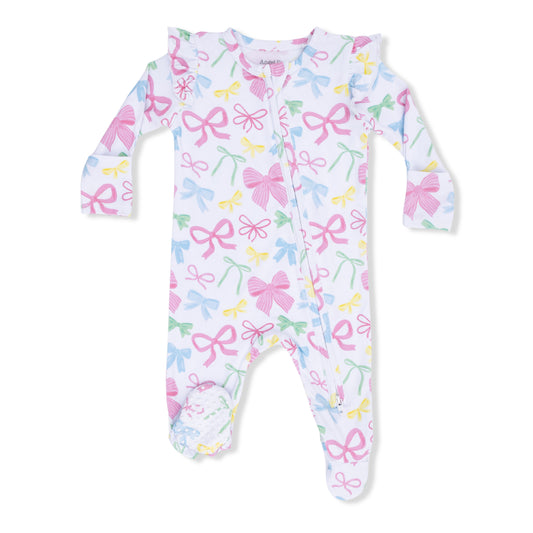 Sweet Bows Ruffle Zipper Footie