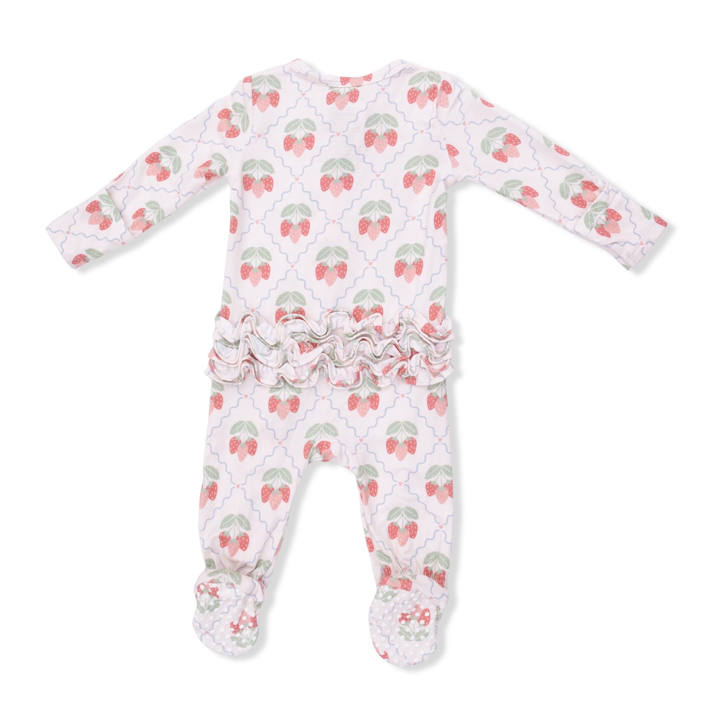 Sweet Strawberries Ruffle Zipper Footie
