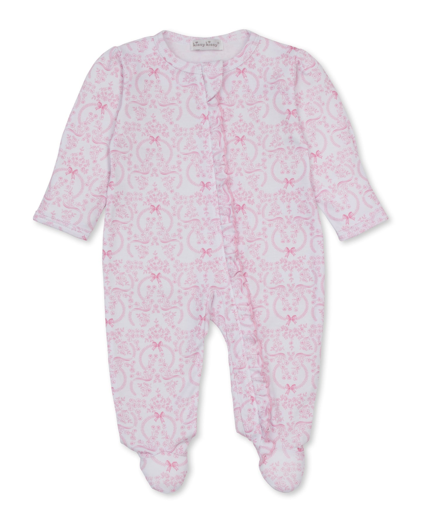 Delicate Blooming Bows Zip Footie