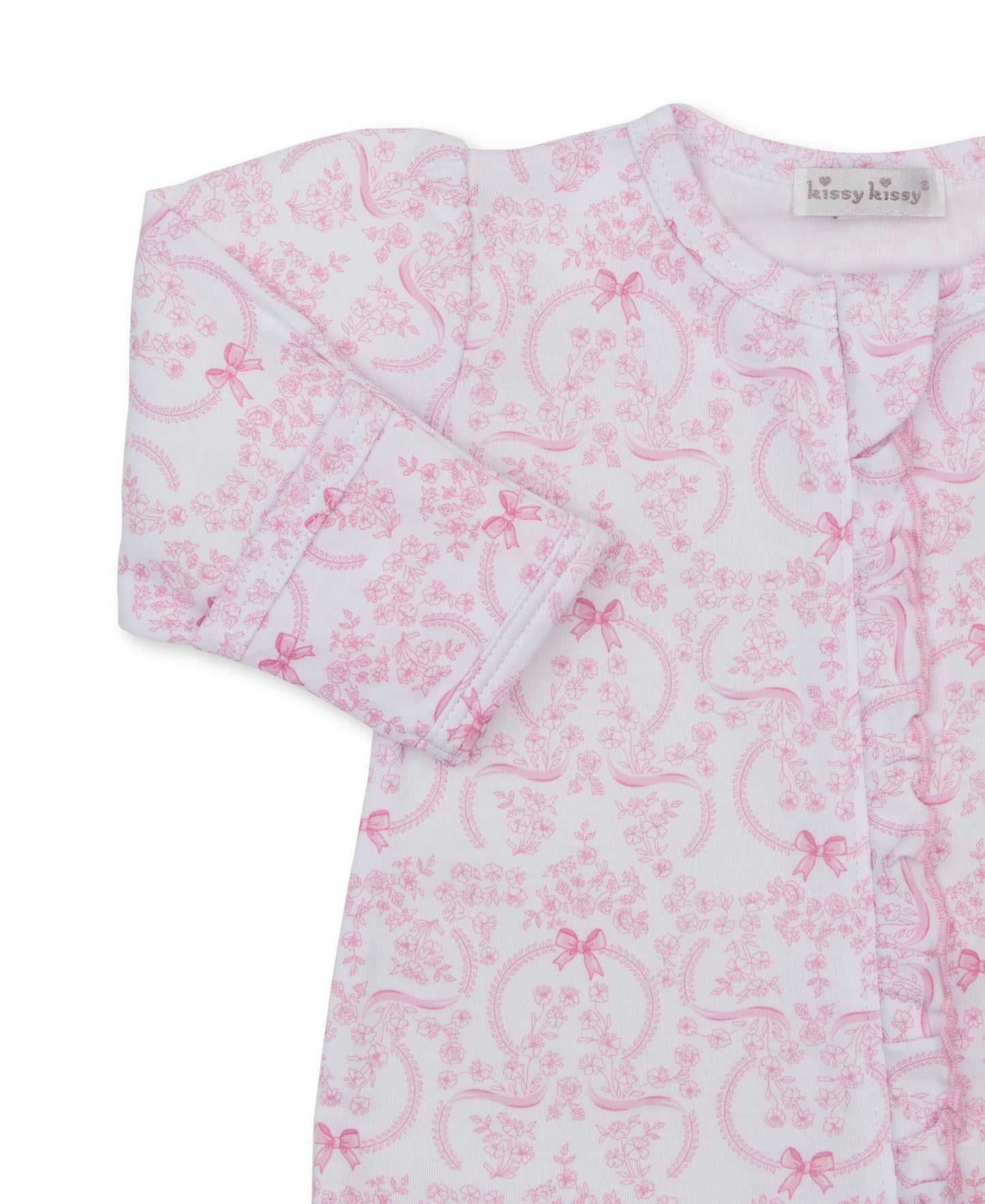 Delicate Blooming Bows Zip Footie