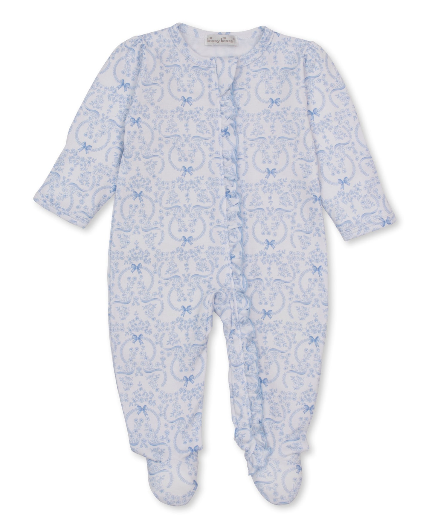 Delicate Blooming Bows Zip Footie