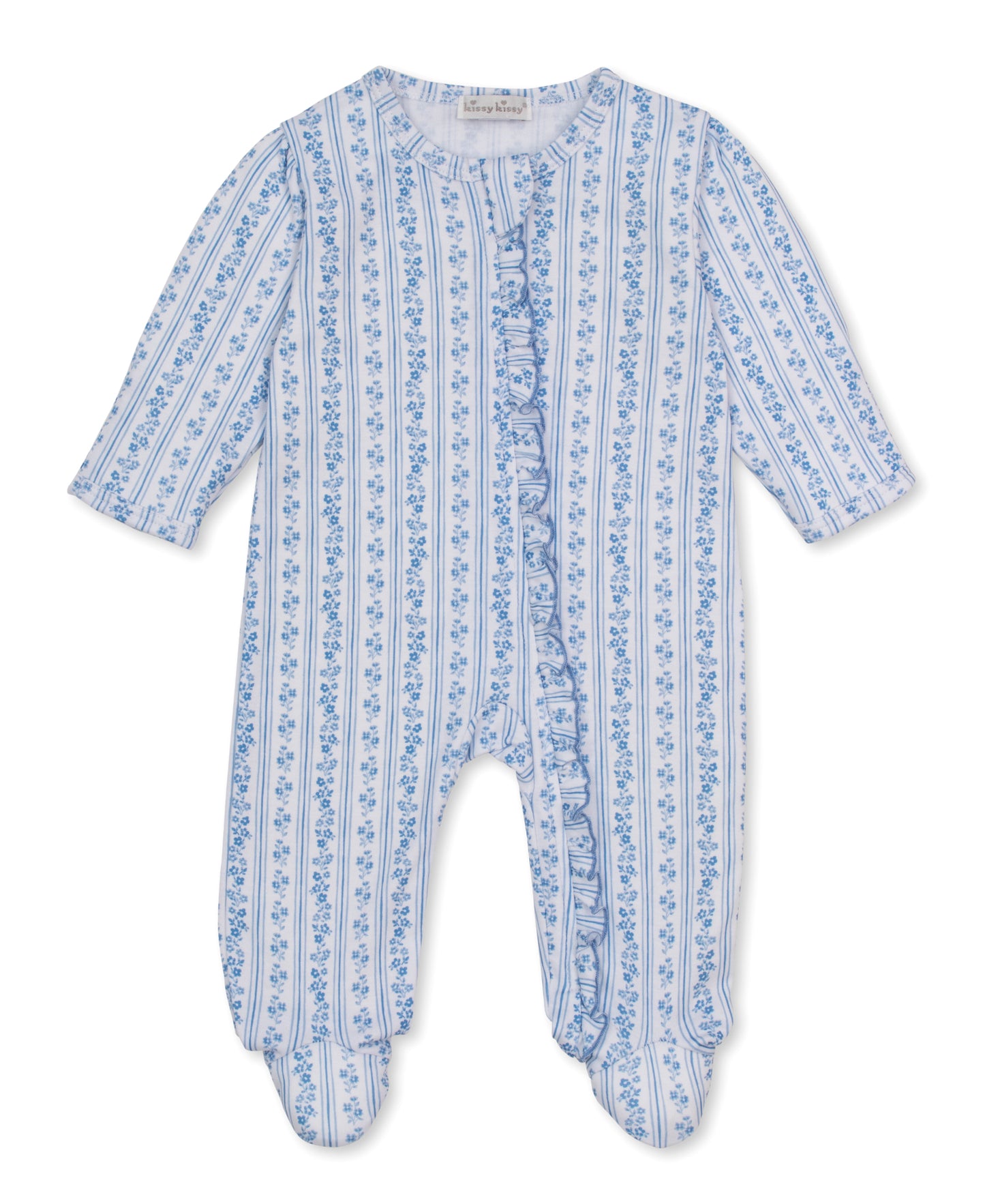 Watercolor Floral Stripes Zip Footie