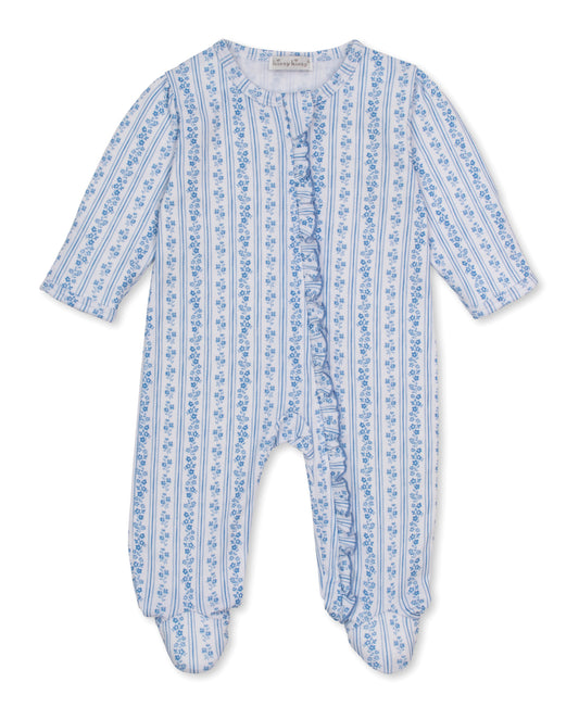 Watercolor Floral Stripes Zip Footie