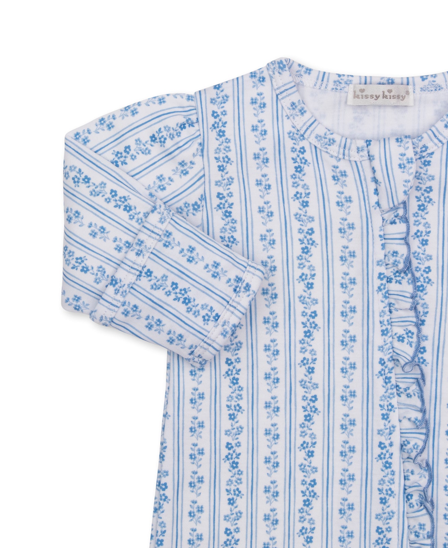 Watercolor Floral Stripes Zip Footie