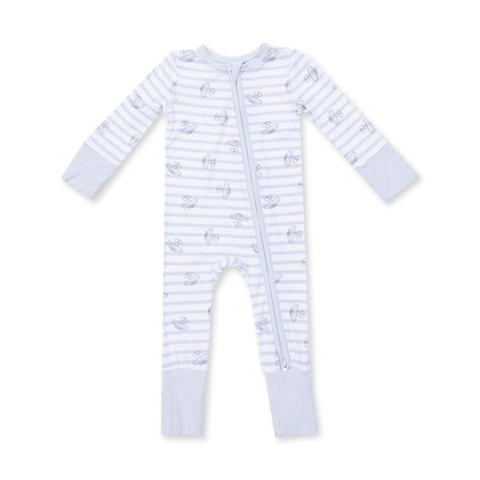Airplane Stripe Zip Romper