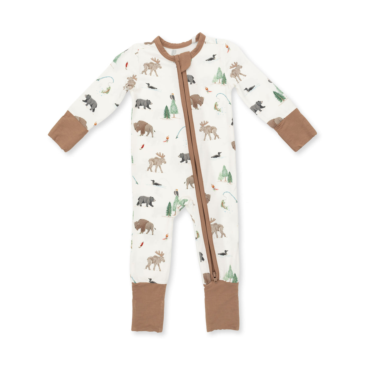 Northern Woodland Animals Zip Romper