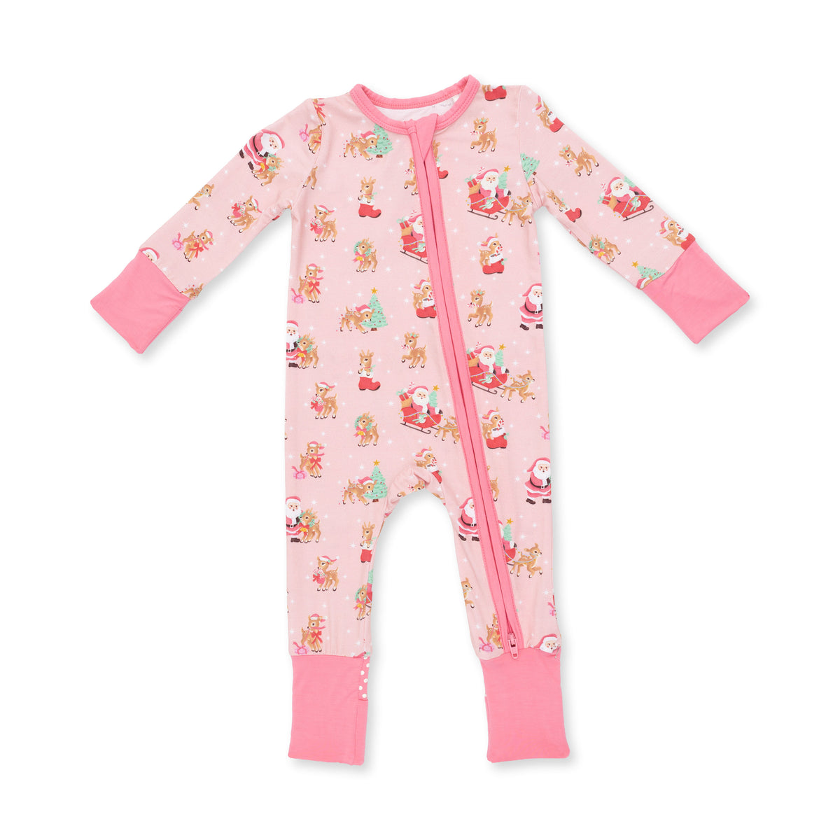Vintage Reindeer & Santa Zip Romper