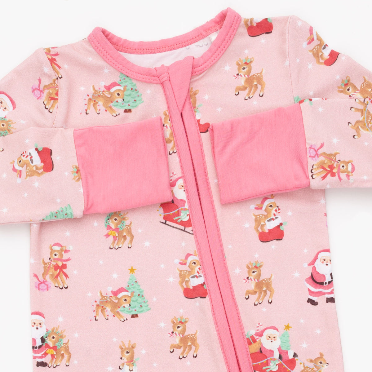 Vintage Reindeer & Santa Zip Romper
