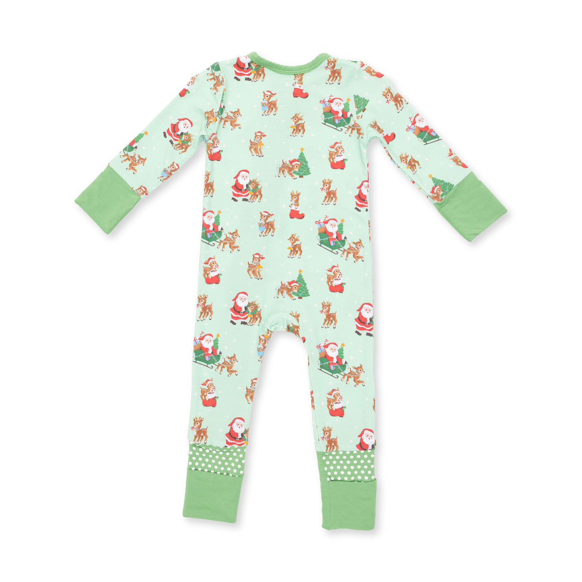 Vintage Reindeer & Santa Zip Romper