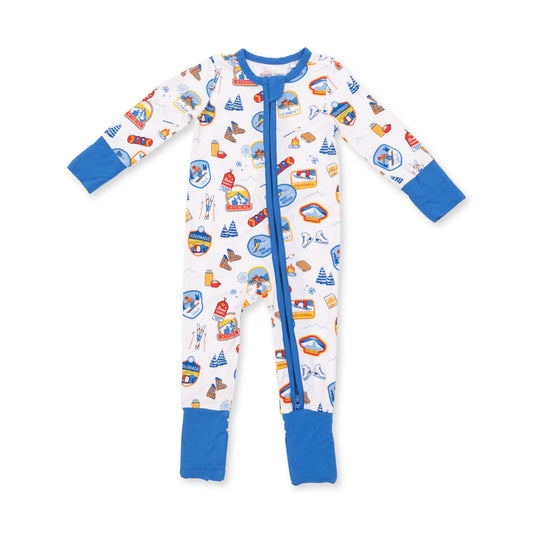 Vintage Ski Patches Zip Romper