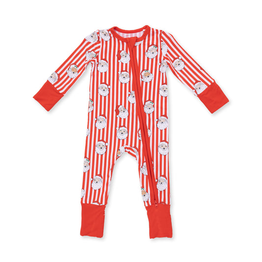 Vintage Santa Stripe Zip Romper