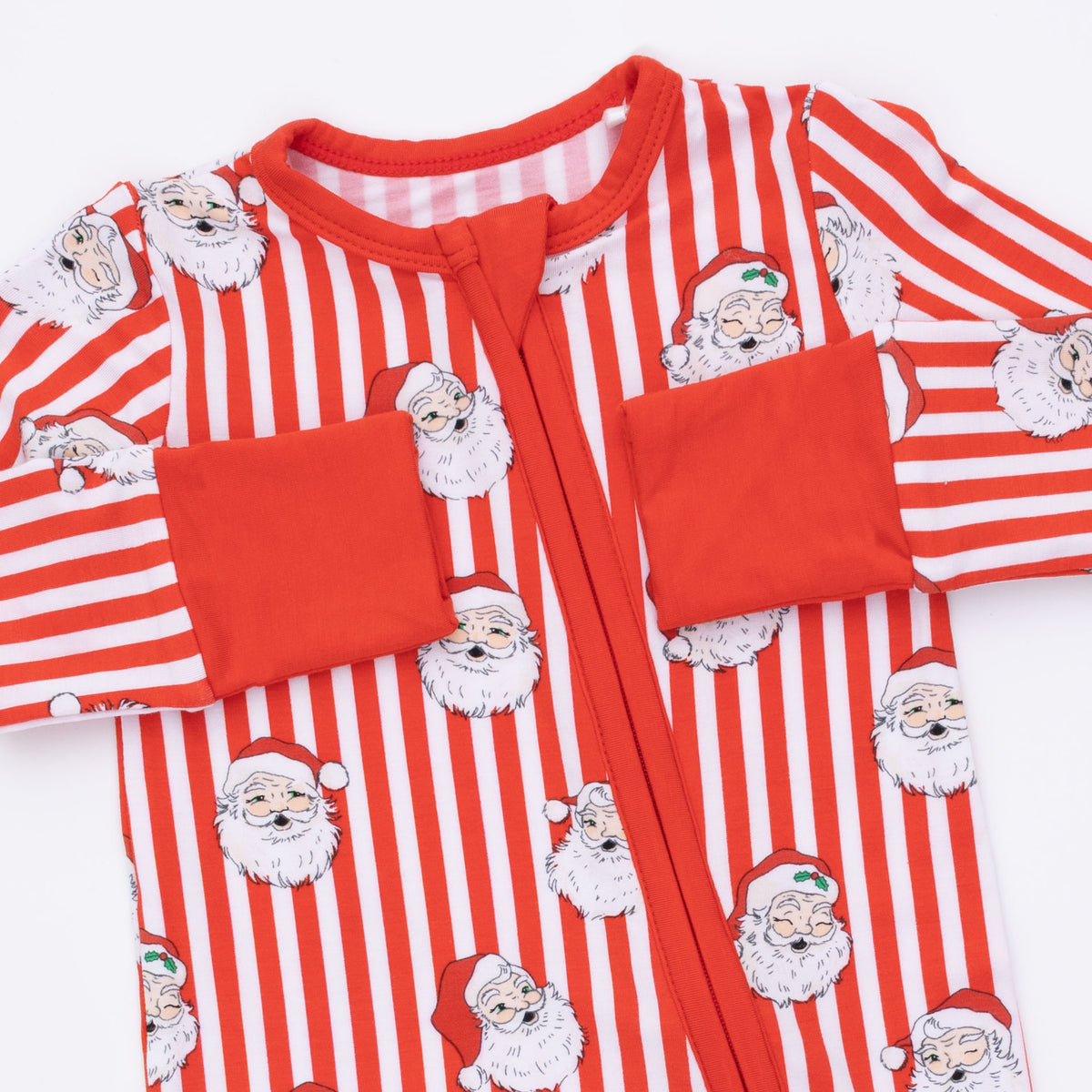 Vintage Santa Stripe Zip Romper