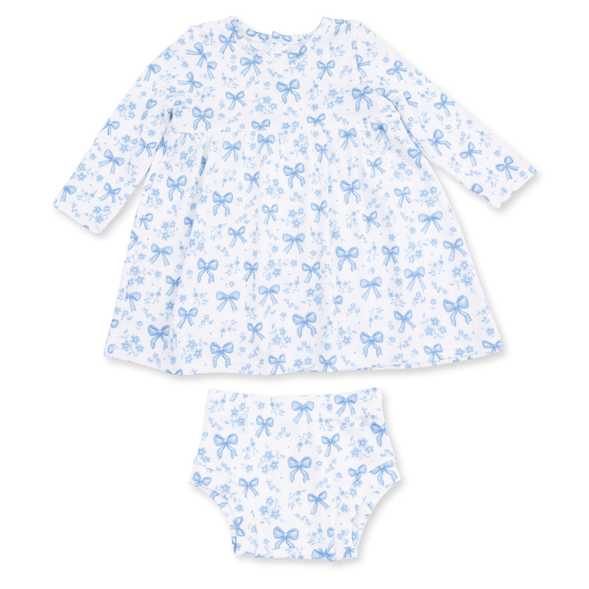 Blue Bows & Flowers Dress Set