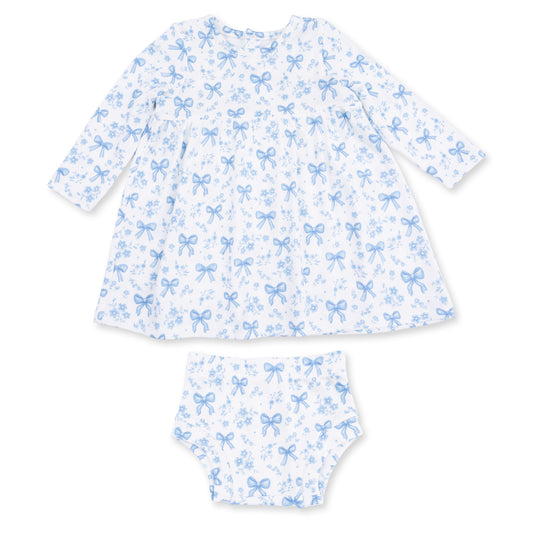 Blue Bows & Flowers Dress Set