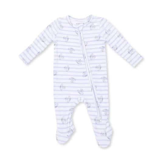 Airplane Stripe Zip Footie