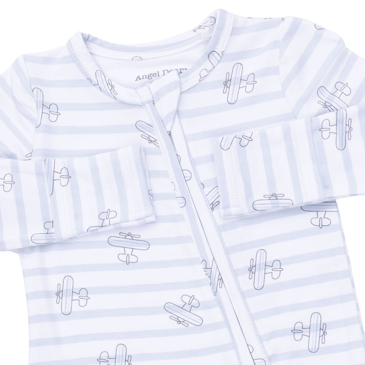 Airplane Stripe Zip Footie
