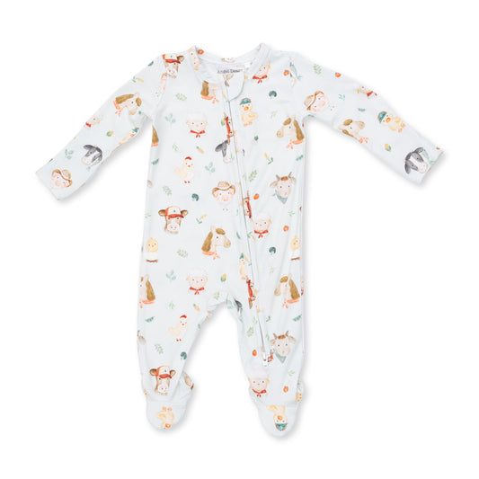 Baby Farm Faces Zipper Footie