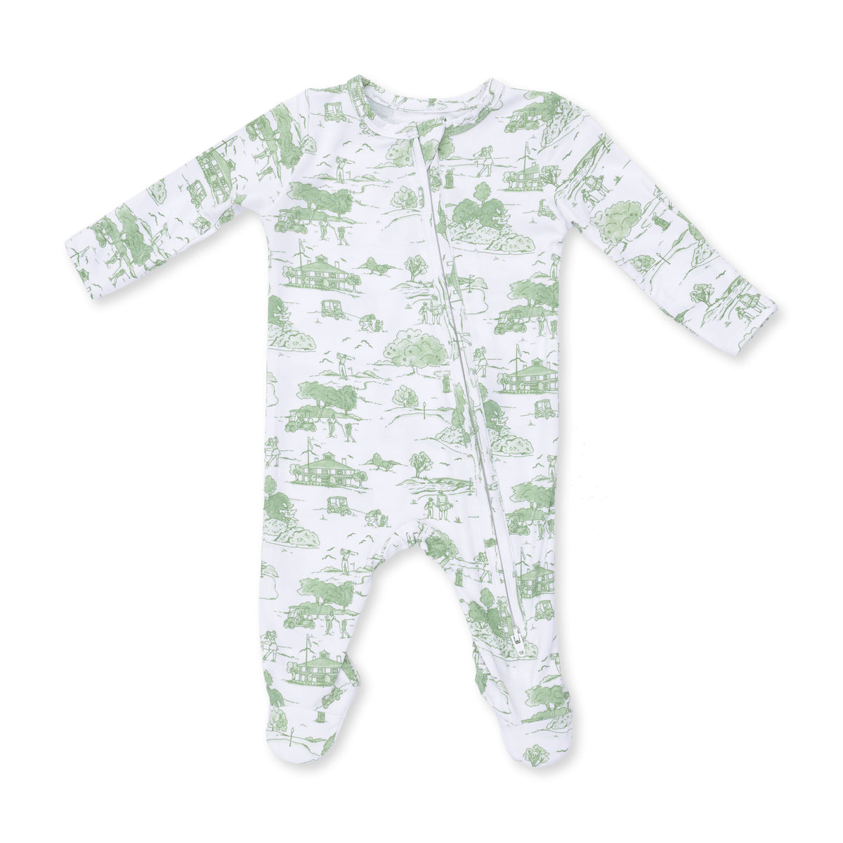 Golf Toile Green Zip Footie