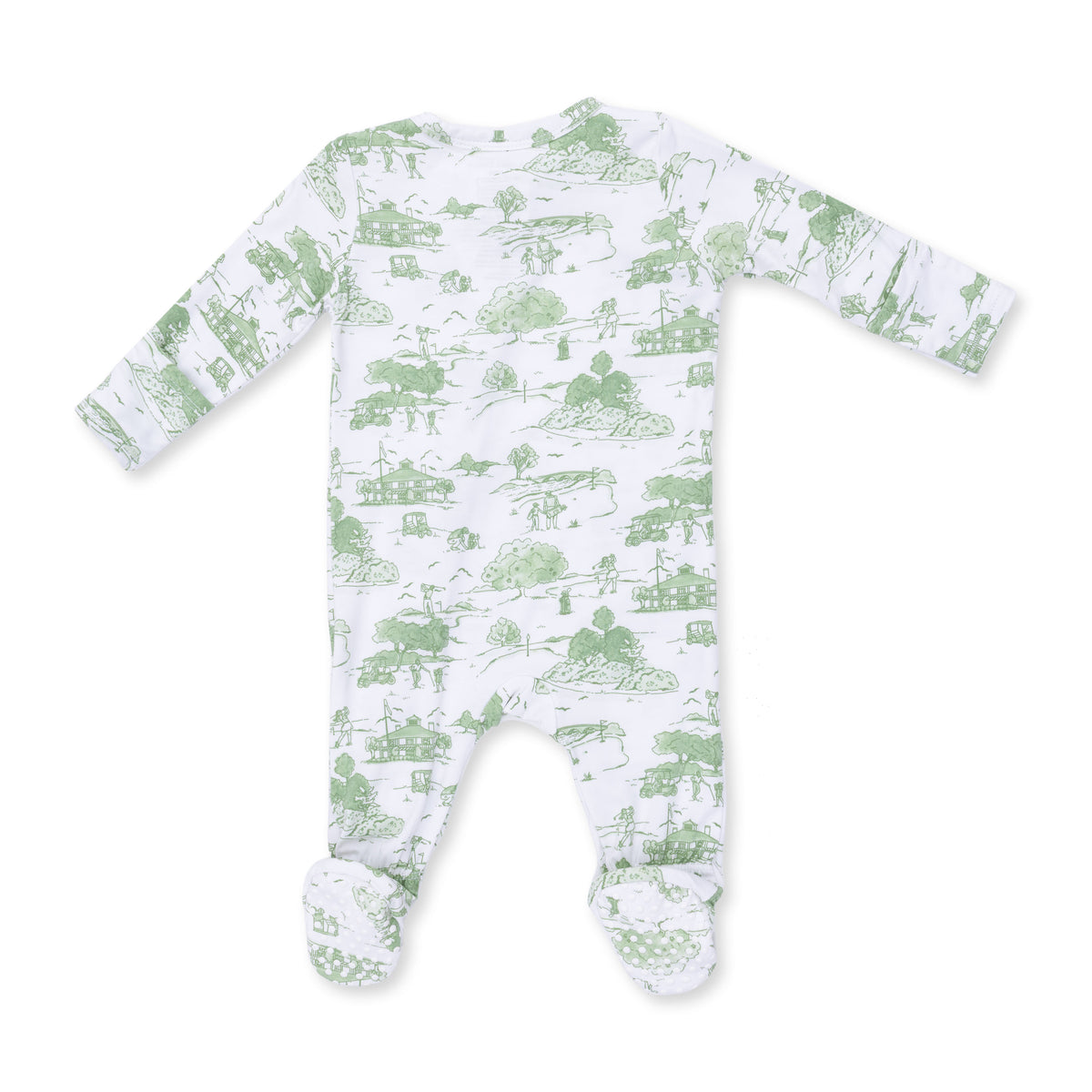 Golf Toile Green Zip Footie