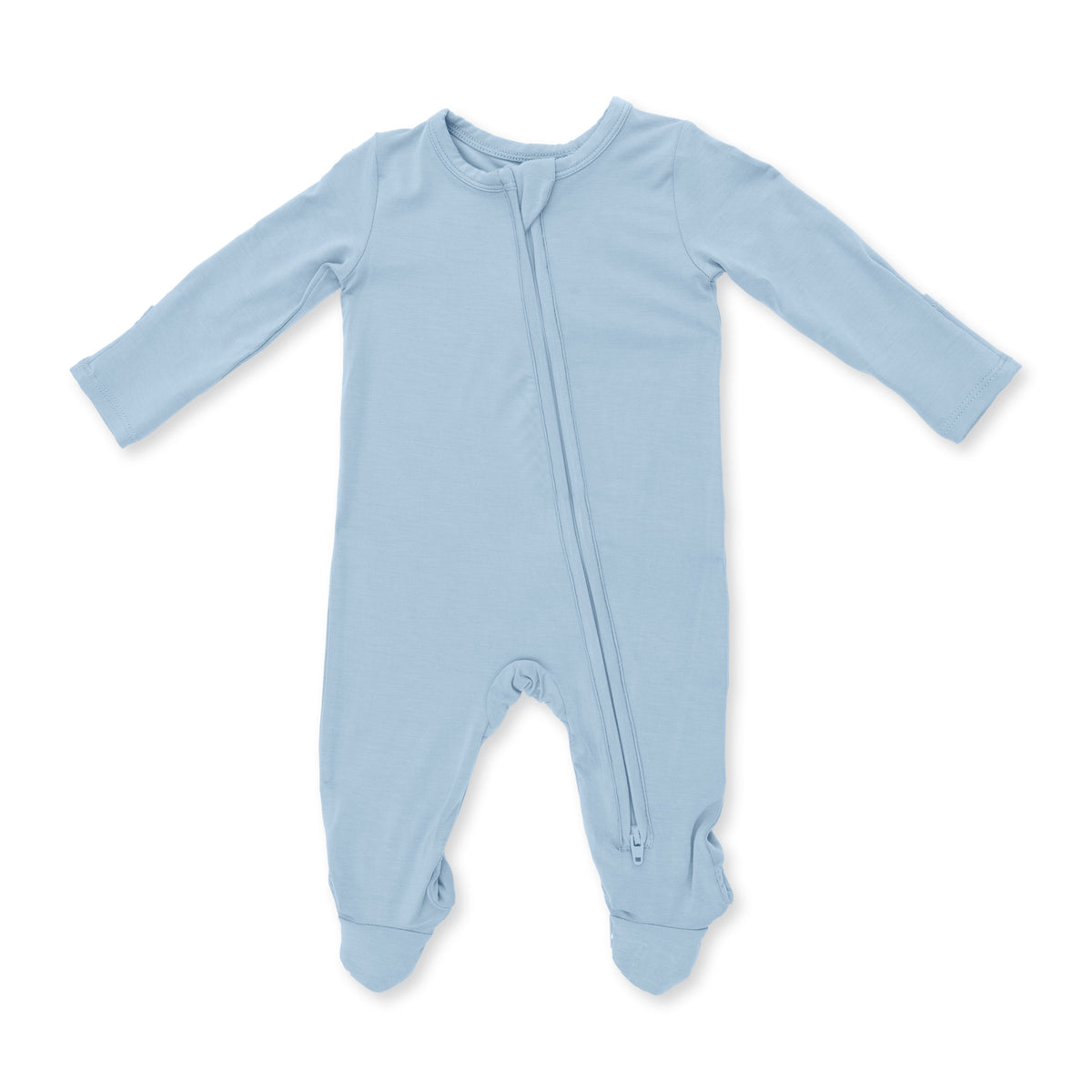 Solid Stone Blue Zip Footie