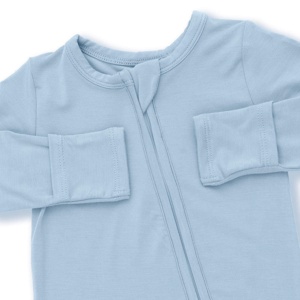 Solid Stone Blue Zip Footie
