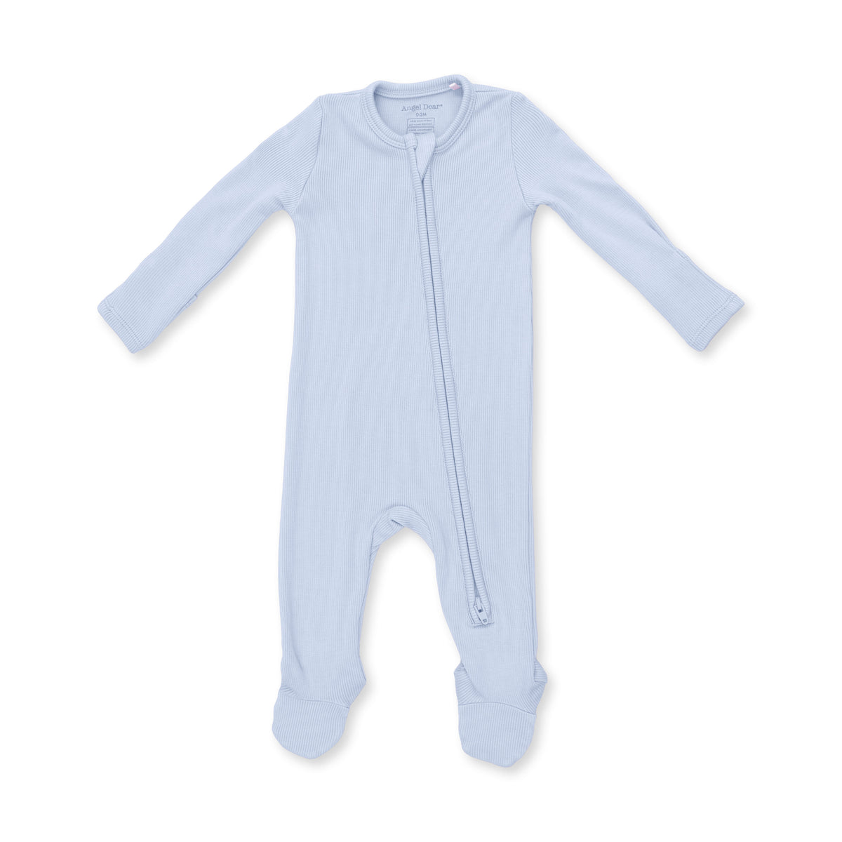 Solid Sheer Blue Rib Zip Footie